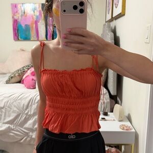 Women's Orange Smocked Top